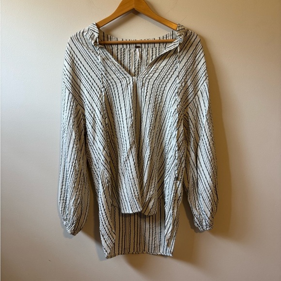 Free People Tops - Free People “Rhythm Of The Night” Striped Peasant Tunic Top